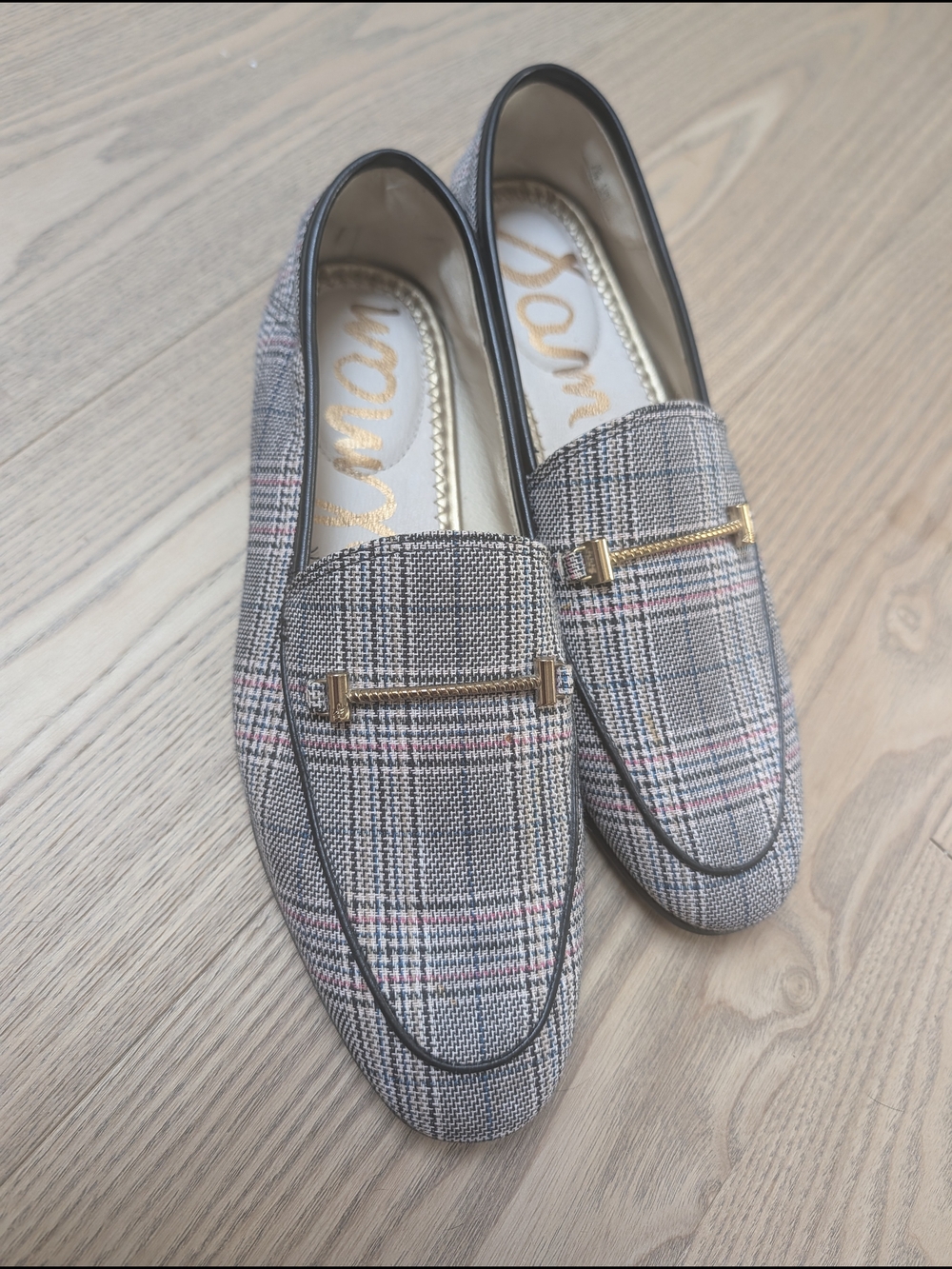 Sam Edelman Loraine Plaid Horsebit Loafers Women's 8.5 Glen Plaid Gold Hardware
